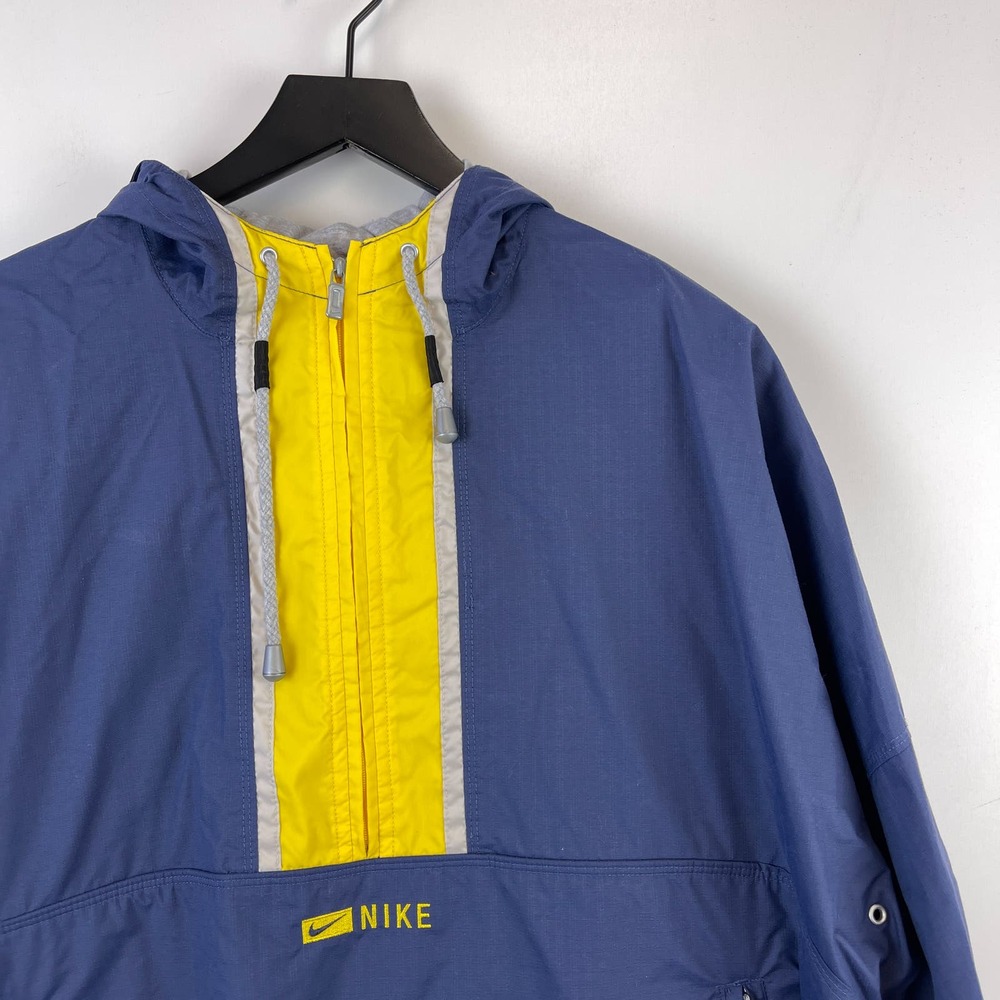 Vintage Nike (M 8-10) Womens 1/2 Zip Pullover Windbreaker Jacket Blue Yellow - Picture 2 of 9